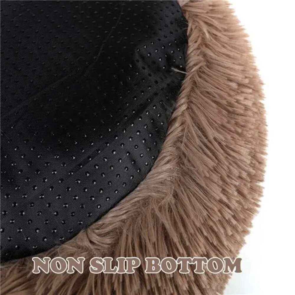 16 Inches Round Plush Pet Bed for Dogs Fluffy Soft Warm Calming Dog Bed Sleeping